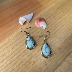 Blue marble style earrings